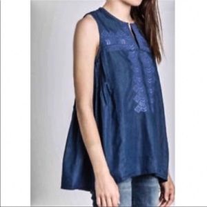 Anthropologie Chambray Swing Tank! EUC!